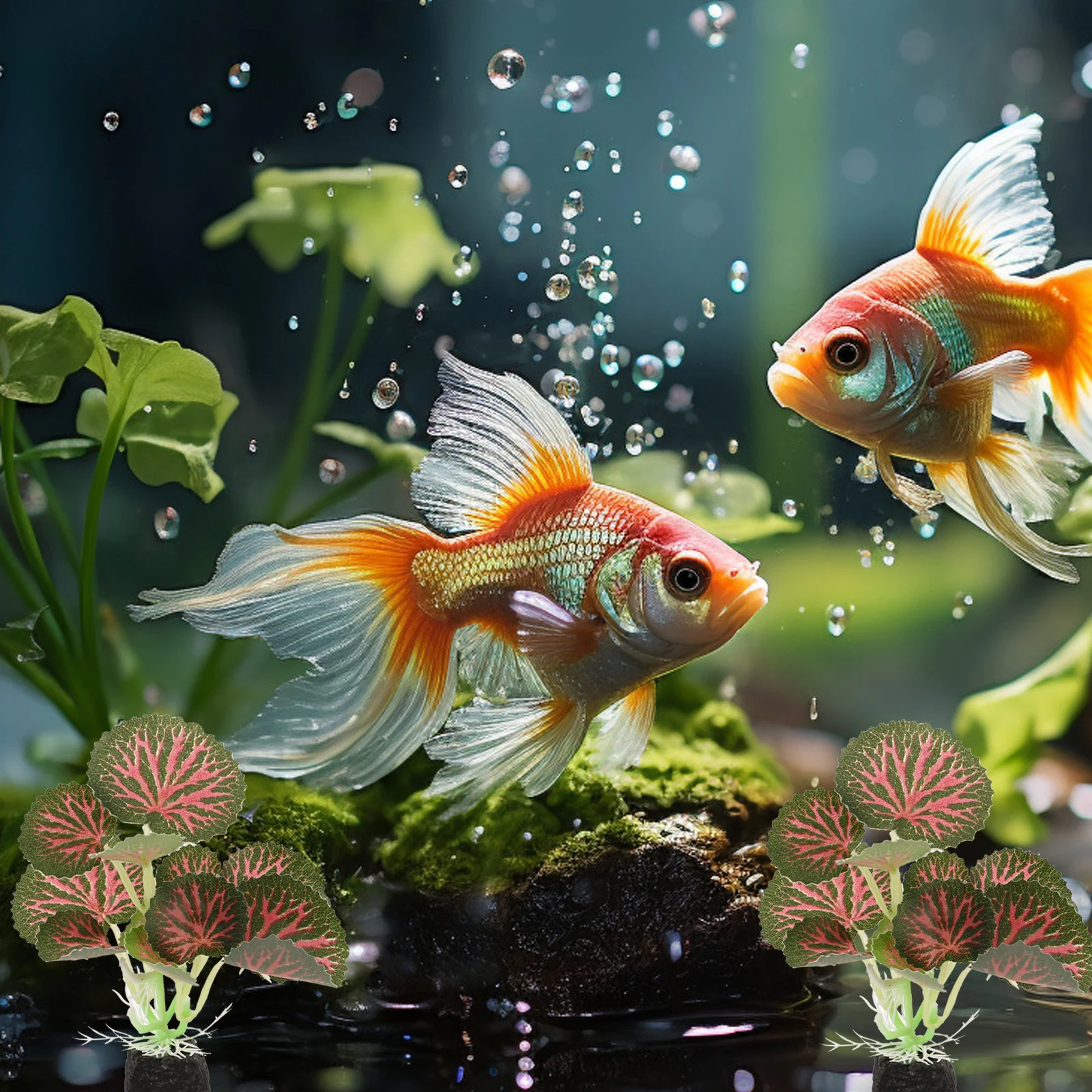 

Artificial Plants Decoration for Aquarium Fish Tank Round Leaf Medium Size Plastic Aquatic Grass Accessories Vivid