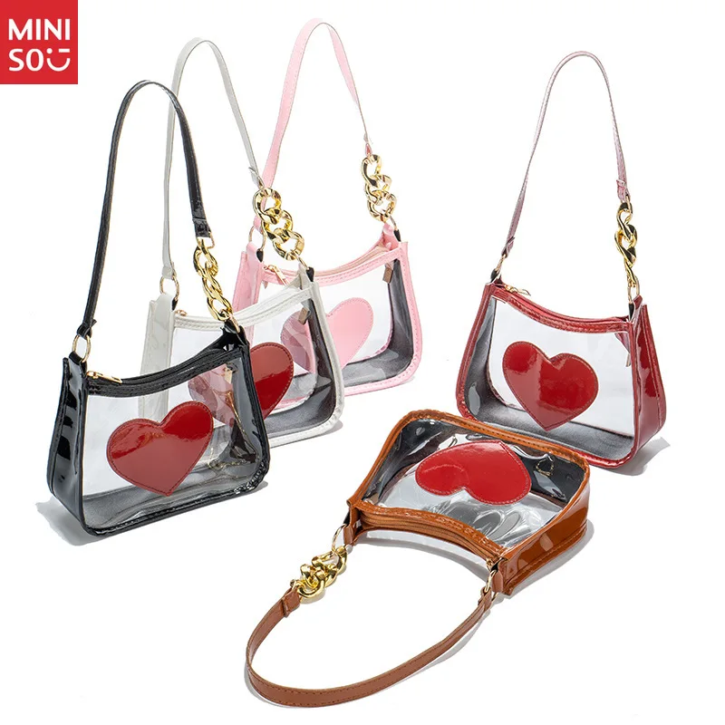 Miniso Sweet Heart Underarm Bag 2025, PVC Jelly Crossbody Purse