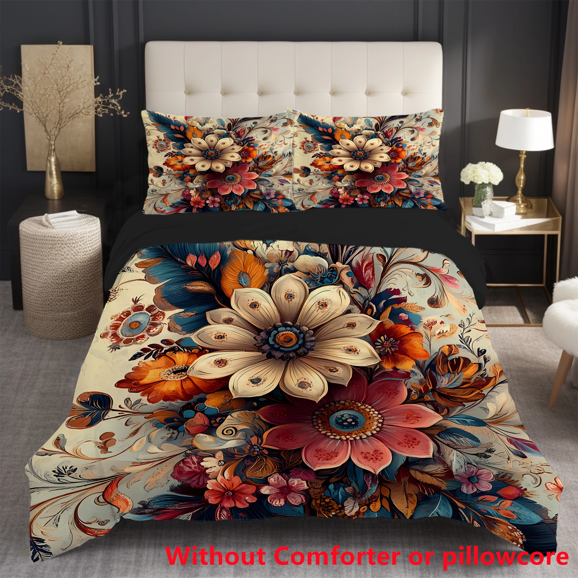 

Bohemian Mandala Floral 3D Print Bedding Set Quilt Covers Vintage Flower Quilt Cover Polyester Comforter Cover And Pillow Cose