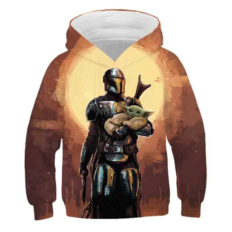 

Fashion Children Boy's Mandalorian Hoodies 2023 Spring Autumn Girls Casual Hoodies Sweatshirts Kid's Yoda Hoodies Top New