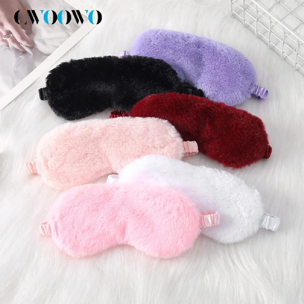 1Pcs  Plush Eye Mask Women Girls Soft Sleeping Blindfold Eye Cover Cute Fluffy Sleeping Masks Cozy Sleep Accessories