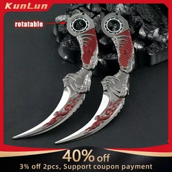 18cm Golden Dragon Rotatable Karambit Metal Model Game Peripherals Training Knife Pocket Toys Collectible Home Decoration Gifts