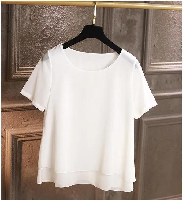 Frauen O Neck Chiffon Blusen Sommer Koreanische kurzarm büro dame Hemd Casual Tops blusas mujer de moda