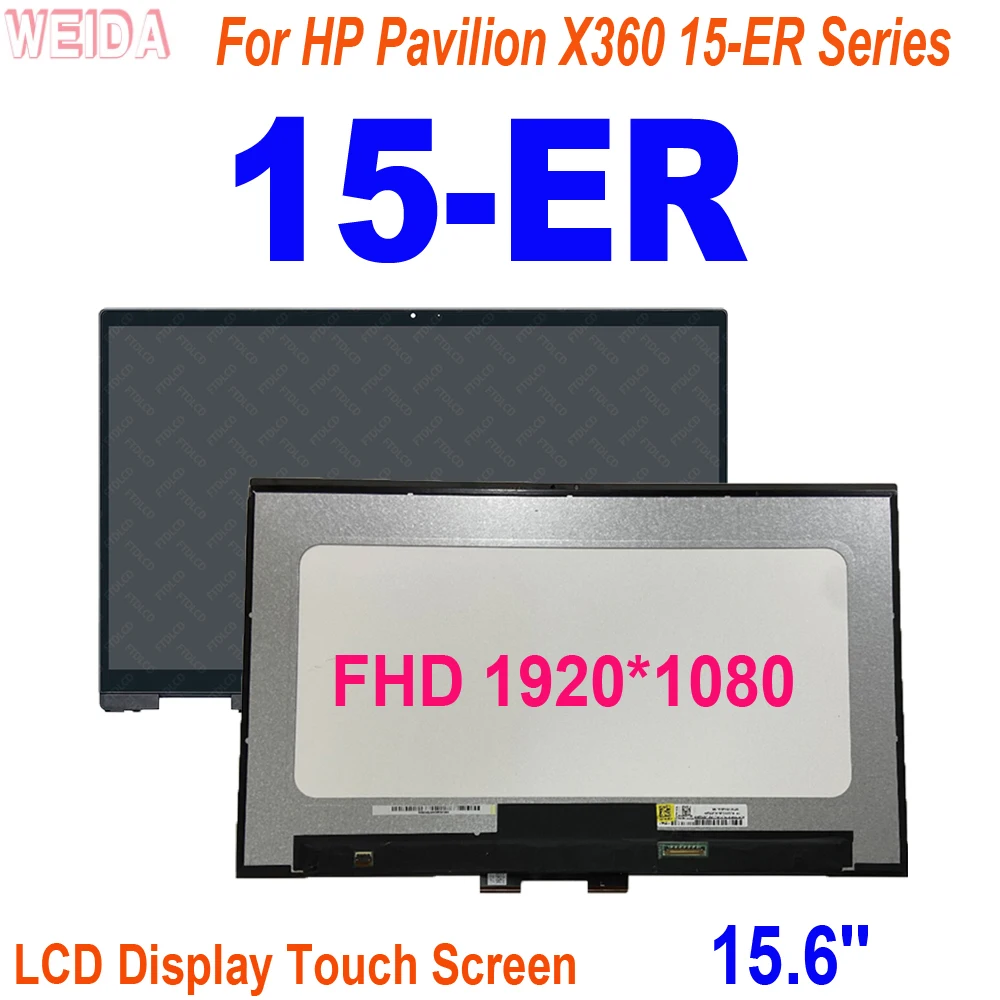 15.6'' For HP Pavilion X360 15-ER Series LCD FHD 1920*1080 LCD Display Touch Screen Digitizer Assembly Replacement 15er0177ng