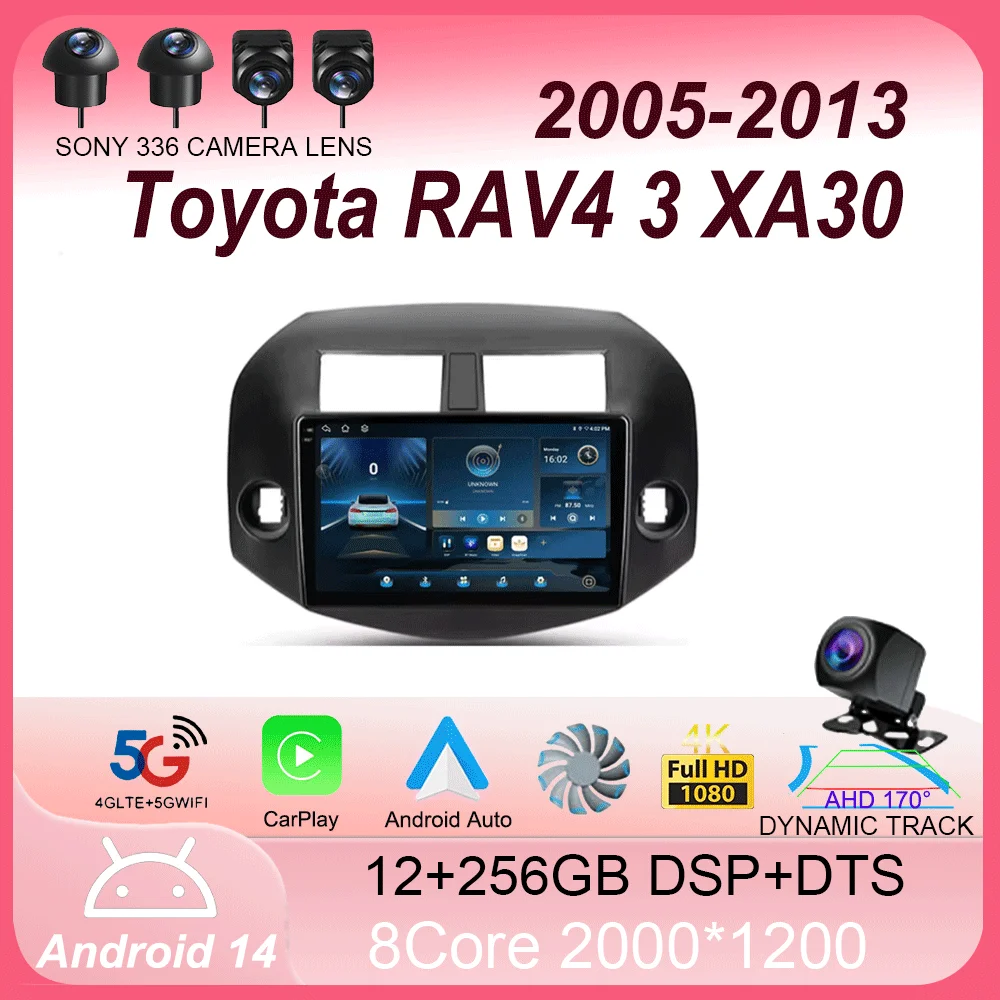 For Toyota RAV4 3 XA30 2005 - 2013 Android 14 Car Radio Multimedia Video Player Navigation stereo GPS