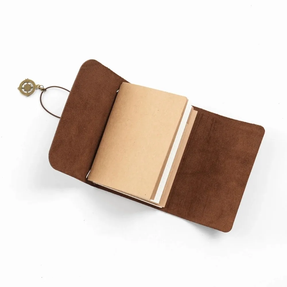 

Handmade Retro Passport Travel Notebook Tri-fold Refillable Design Sketchbook Genuine Leather Loose-leaf Pages Pocket Notebook