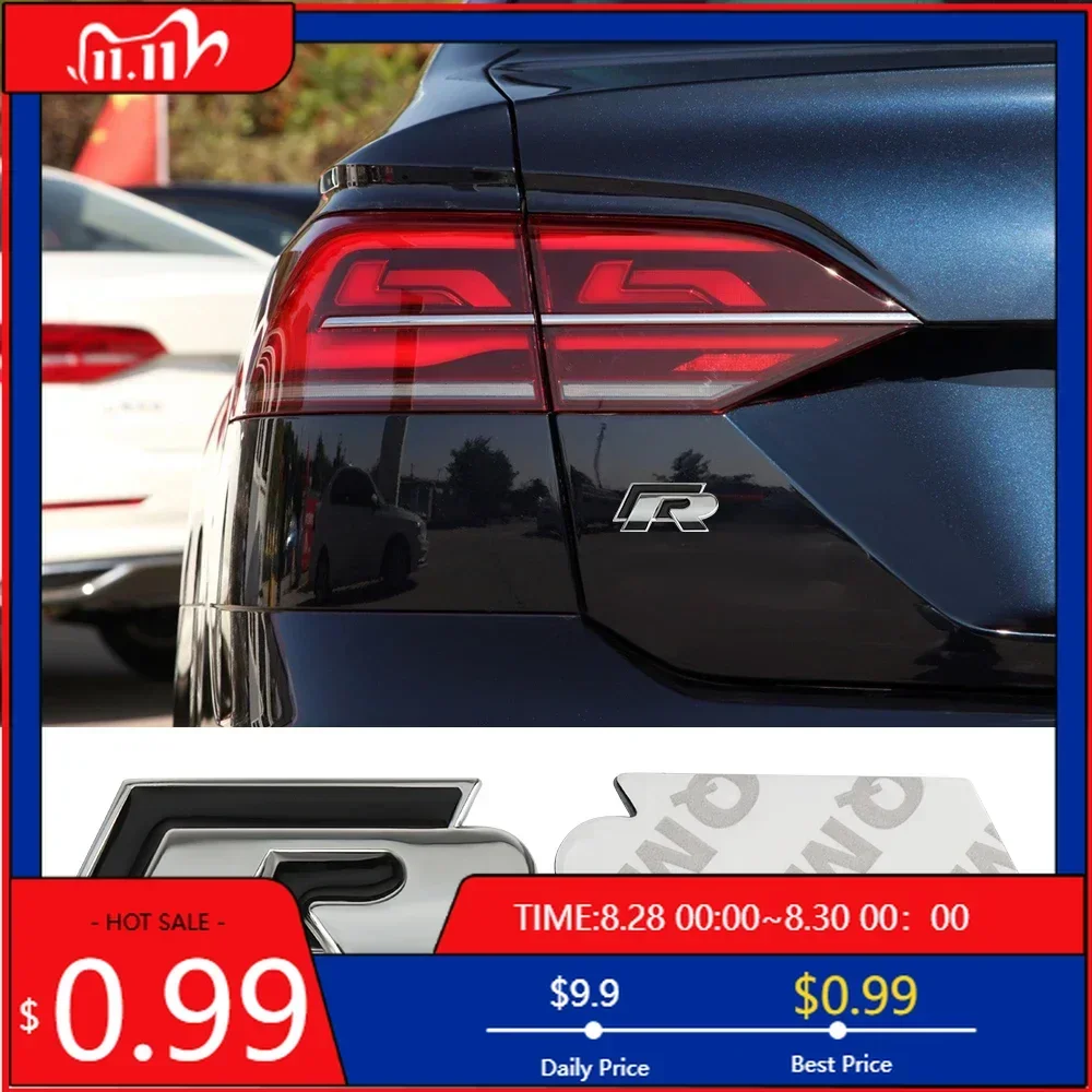 

Hub Caps 1pcs 3D Car trunk sticker R logo car decoration sticker Accessories For Volkswagen VW GOLF Polo Tiguan GTI PASSAT TSI M