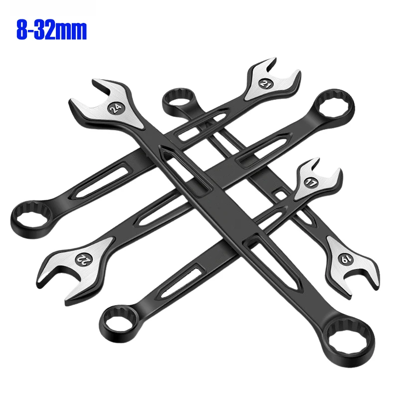 

Dual-purpose Wrench 8mm-32mm Metric Set of Double Offset Ring Wrench Open-end Universal Wrench Automotive Repair Hand Tools