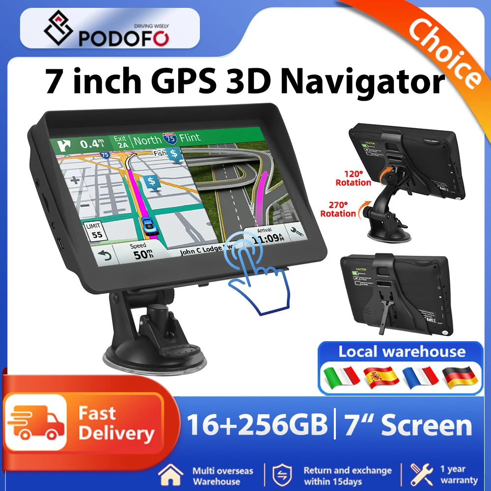 Podofo Universal 7inch Car Radio Multimedia Video Player GPS Navigation FM Touch Screen Vehicle GPS Units Suit for Car