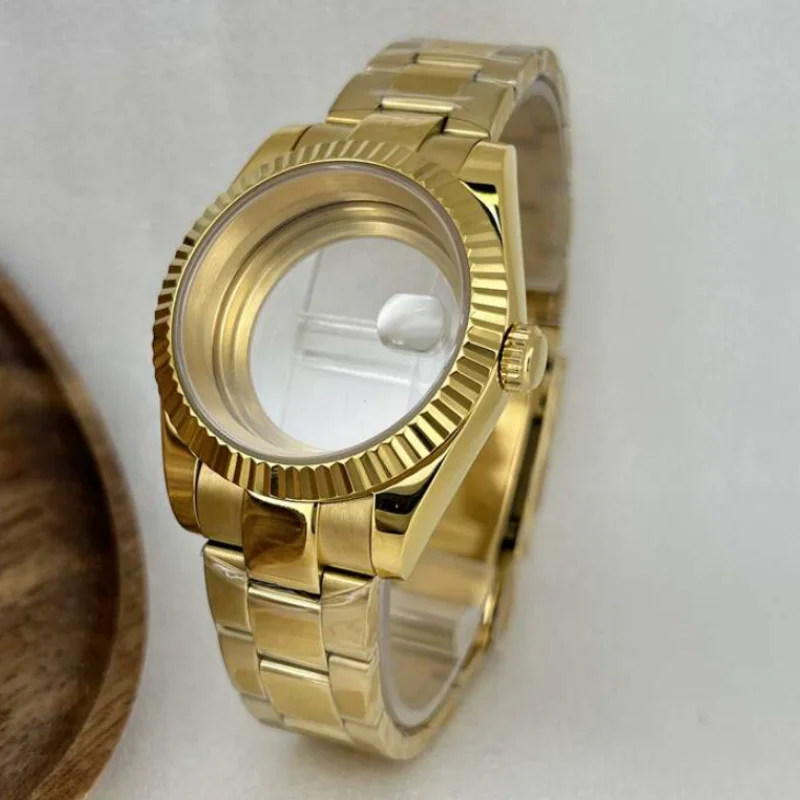 GMOGAR 36mm 39mm 316L Stainless Steel Oyster Datejust Watch Case Band for Seko Parts NH35 NH70 NH36 Movement for 29-28.5mm Dial
