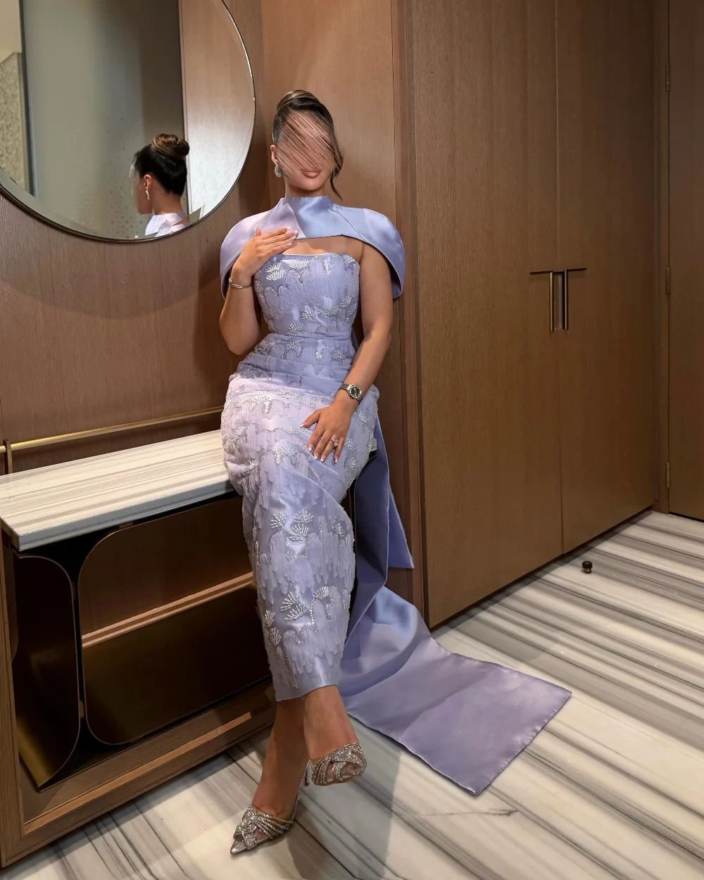 Customized Purple Sparkle Sizes Available Beading Sequined Lace Straight High Collar Floor-Length Evening Dresses for Woman