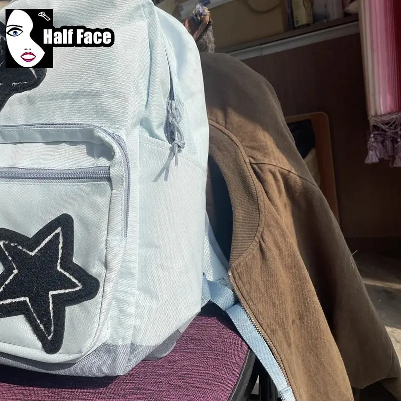 Mochila feminina de Harajuku Gótica Lolita Punk, estrela de osso, mochila de grande capacidade, estilo de academia, bolsa de ombro, Tote, Y2K