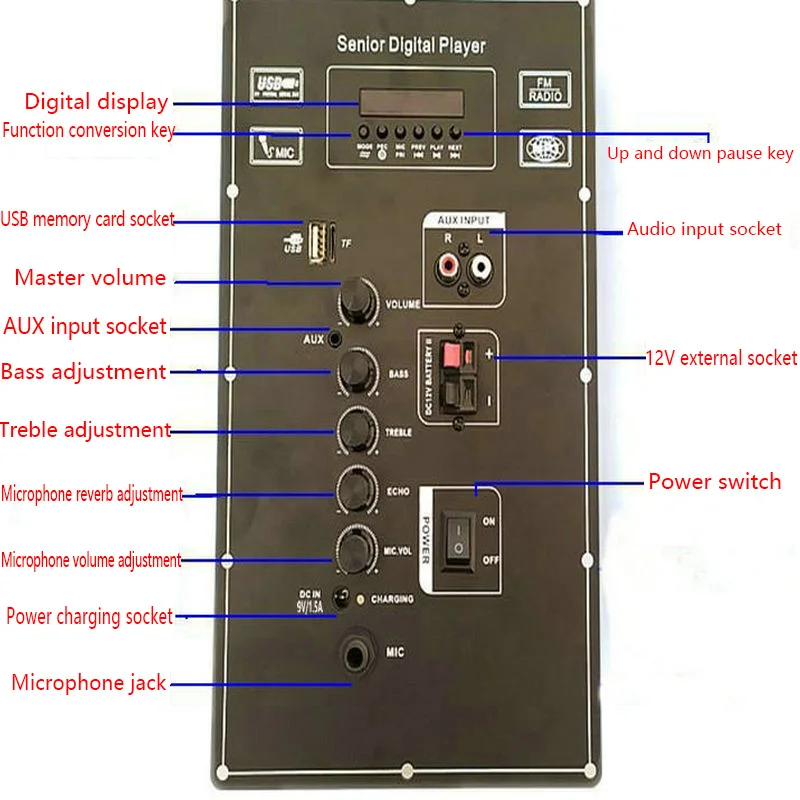 Imagem -03 - Placa Amplificadora Estéreo Bluetooth Digital Amplificadores Karaoke Microfone Duplo Alto-falante de 612 Polegadas Bateria 7.4v 9v 80w