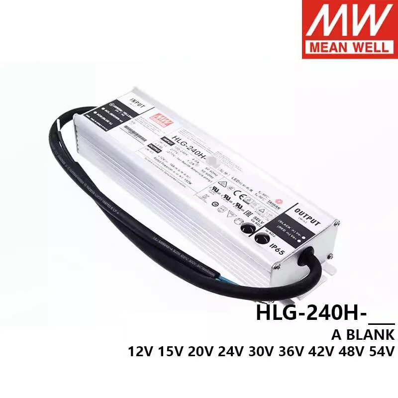 MEAN WELL HLG-240H Series 12B 15B 20B 24B 30B 36B 42B 48B 54B 12V 24VRainproof single output adjustable LED lighting