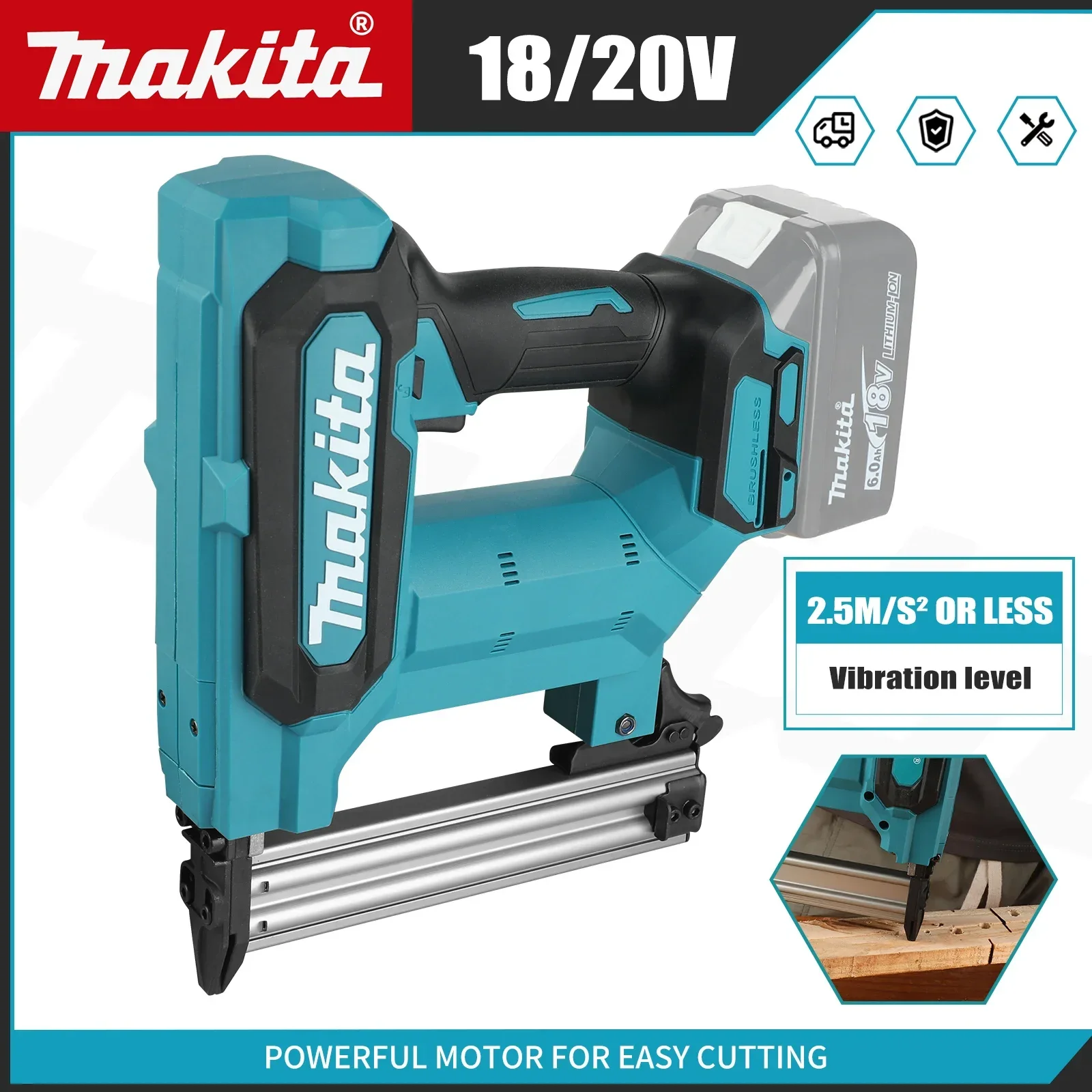 

Makita 100-Nail Capacity,Cordless, Ideal for Flooring, Shelving & DIY Wood Projects 18V Lithium-Ion Nail Gun, 6.0Ah Battery Tool