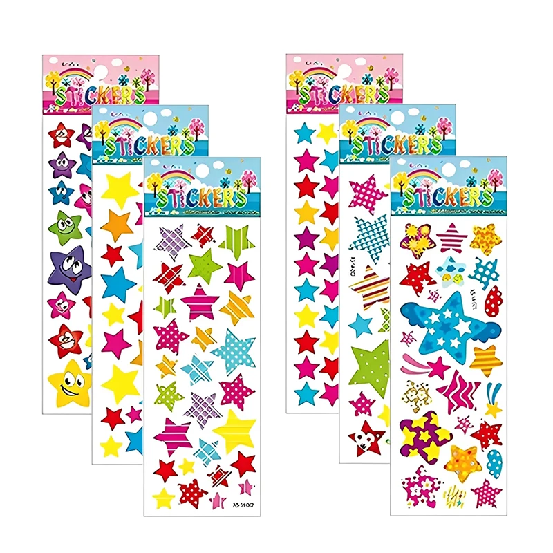 6/12 قطعة ملصقات فقاعة ثلاثية الأبعاد ملصقات القرطاسية الكرتون لطيف ستار تصميم المدرسة التعليم اللوازم المكتبية لمكافآت الطلابTMZ