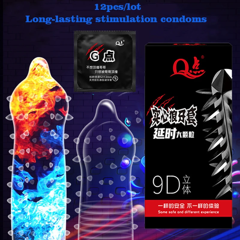 12/10pcs Wolf Tooth Super Dotted Large Spike Condom Natural Latex Rubber Condom For Adult Men Sex Toy Contraception Penis Sleeve