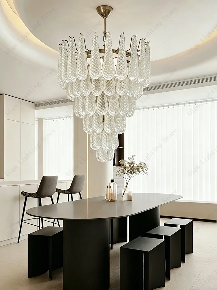 Led Modern Novelty Glass Chandelier Lights, Zara Home Decoration French Style Indoor Light Fixture Dimmable for Dining Room