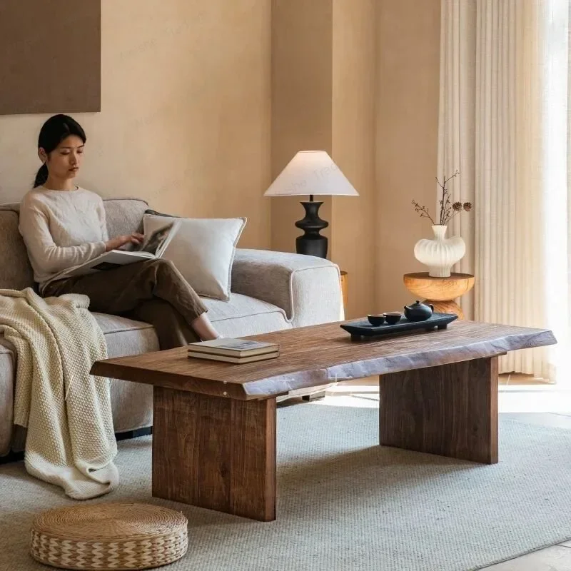 Retro solid wood coffee table, special-shaped log tea table, living room, old B & B hotel, wabi sanfeng tea house, tatami table