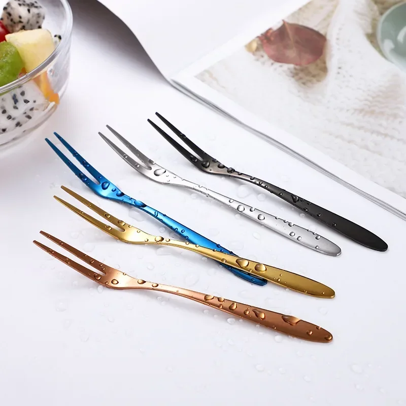 Dinnerware Set Black Gold Cake Fruit Forks Cutlery Set Stainless Steel Flatware Mirror Home Snack Salad Fork Tableware Set 1PCS