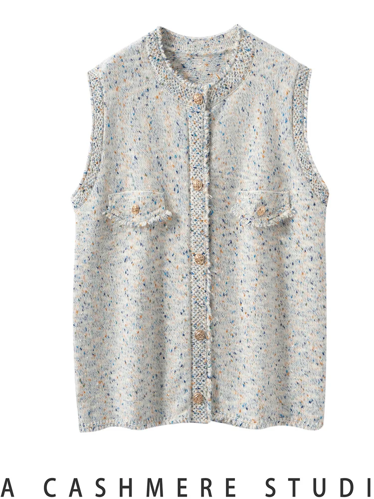 

Winter New Sle 2025 Women's round Ne Svel Knitted Open Cardigan Loose Camere Vest Comfortable Warm Regular Length