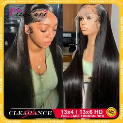 Perruque Lace Closure Wig naturelle, cheveux lisses, 5x5, 13x4, 13x6, Full HD, pre-plucked, transparente 360