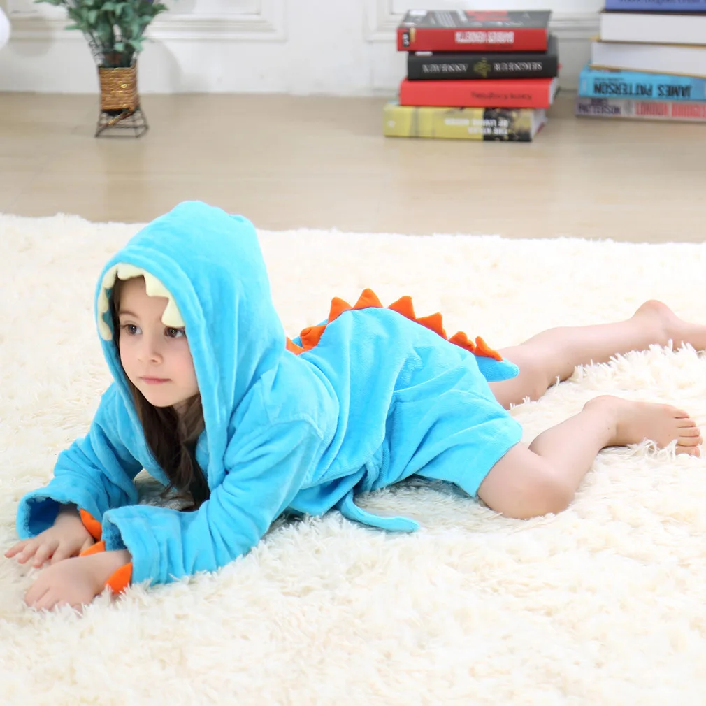 Children's Bathrobe Hooded Dragon Paw Design 100% Cotton Thick Fabric Baby Bath Towel for Girls Kids 1-6 Years Shower Hoodies