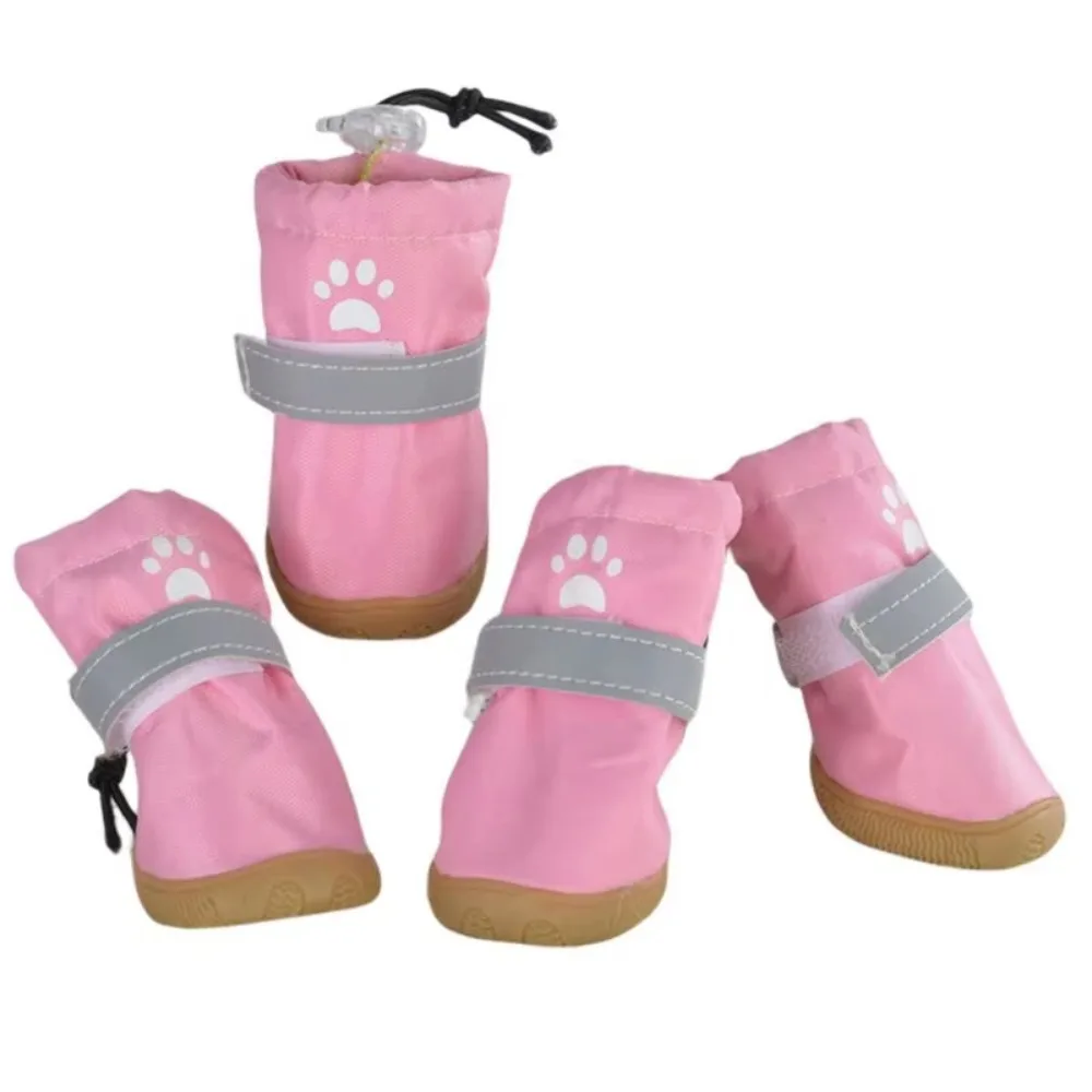 

4pcs/set Pet Supplies Waterproof Pet Dog Shoes Anti-slip Wear Resistant Puppy Booties Reflective Pet Rain Shoes Small Medium Dog