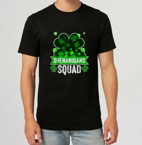 NEW Retro Shenanigans Squad Funny Patricks Day 2024 Clover Lucky T-Shirt S-3XL