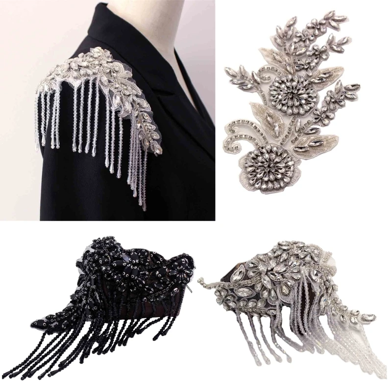 

Fashion Beaded Epaulette for Clothes Punk Coat Suit Metal Tassels Shoulder Epaulet Vintage Chain DIY Sewing Decoration Epaulet