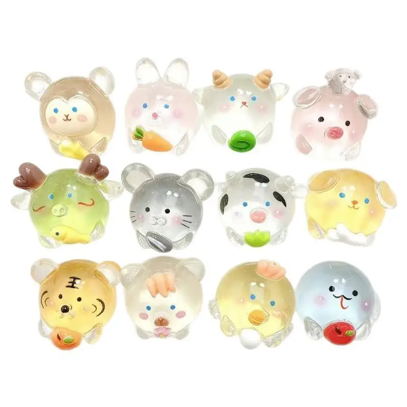 3D Leuchtende Chinesische Tierkreiszeichen Harz-Anhänger, Mollige Niedliche Cartoon-Charms, Transparent für DIY Schlüsselanhänger, Handyhüllen und Bastelarbeiten – Detail 4