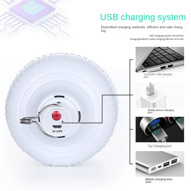 USB充電式LED非常灯、屋外ポータブルランタン、緊急ランプ電球、バッテリーランタン、バーベキュー、キャンプ、家、1個