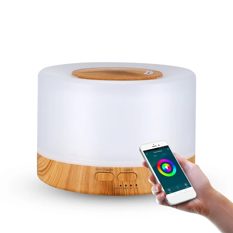 Smart WiFi 500ml Aromatherapy Essential Oil Diffuser Air Humidifier, Connect with Tuya, Alexa and Google Home with 7 LED Colors