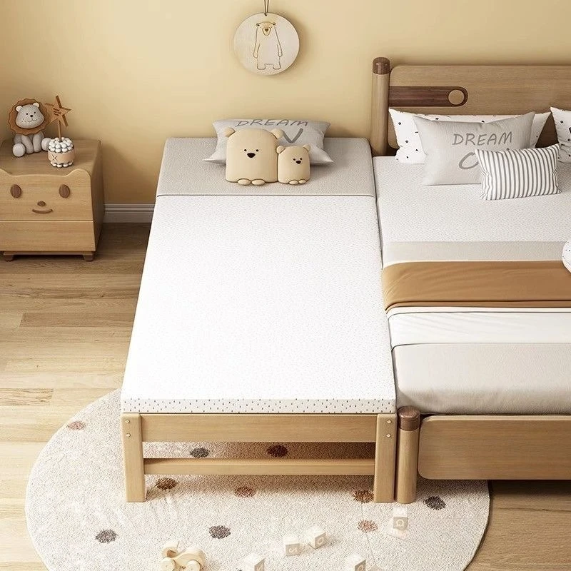 سرير أطفال ربط سرير أطفال مع حاجز حماية للأولاد والبنات بجانب السرير مطول وموسع