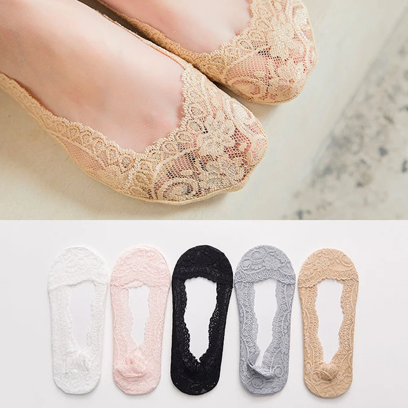 Lace Silicone Anti Slip Shallow Mouth Invisible Socks Low Price Items Ice Silk Cotton Stockings With Design Ankle Transparent