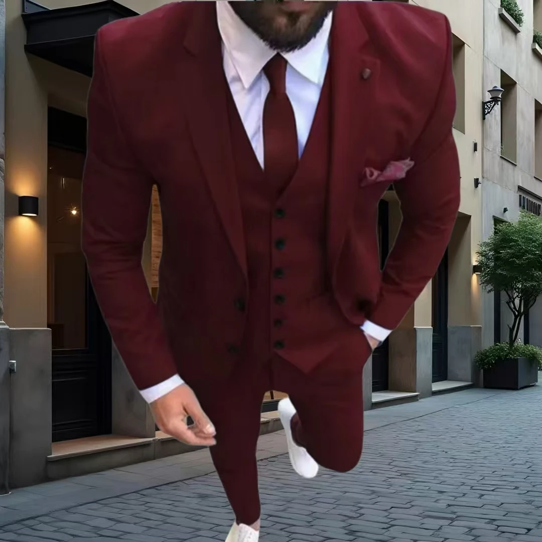 

Мужские костюмы, приталенная деловая форма, офисная свадебная шаль с лацканами, куртка из трех предметов, брюки, мужской пиджак Thorndike