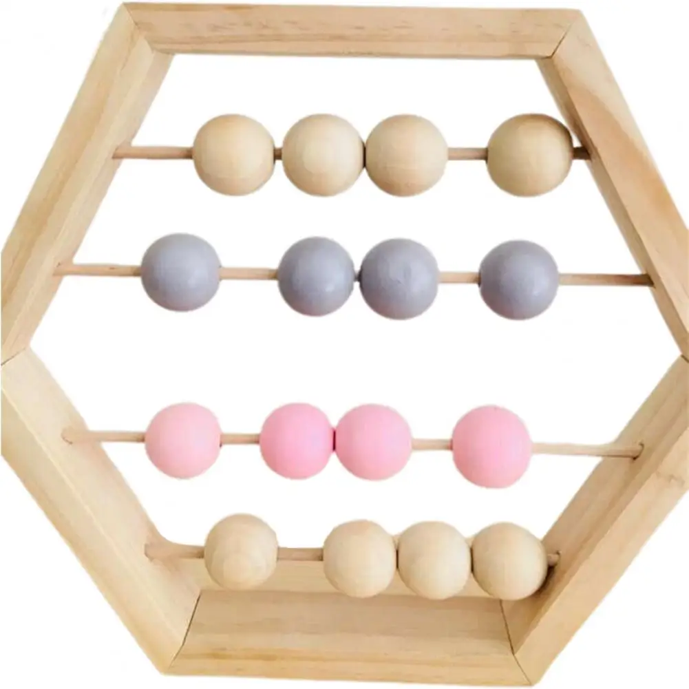 Wooden Abacus Interactive Hexagon Shape Multi-color Beads Preschool Learning Abacus Toy for Children