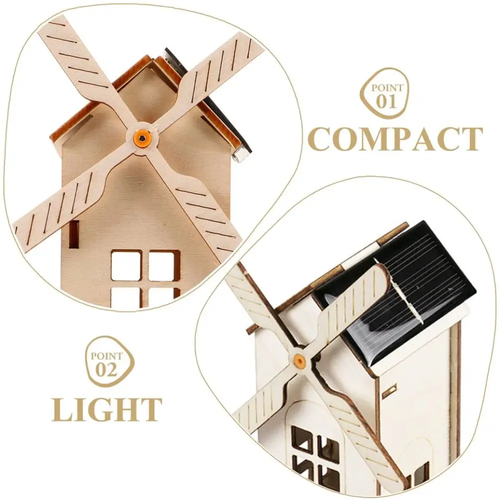 

Portable Wooden Solar Windmill Solar Powered Manual Assembly Windmill House Manual Experiments Assembly Model STEM Education