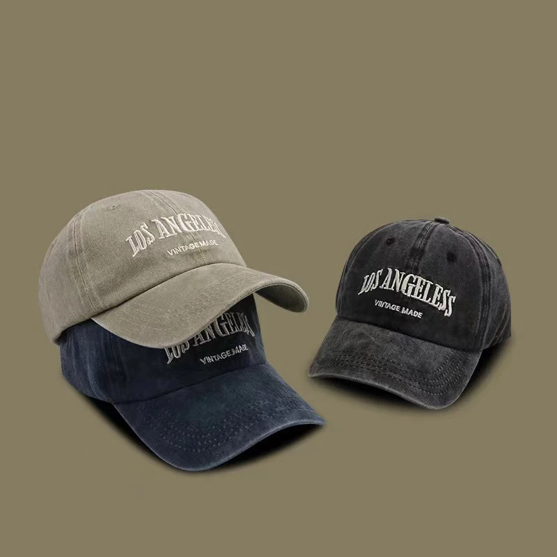 Retro gewaschene amerikanische Baseballkappe mit Buchstaben für Paare, vielseitig einsetzbar für Frauen, um ihren Gesichter zu zeigen, kleine Entenschnabelmütze für