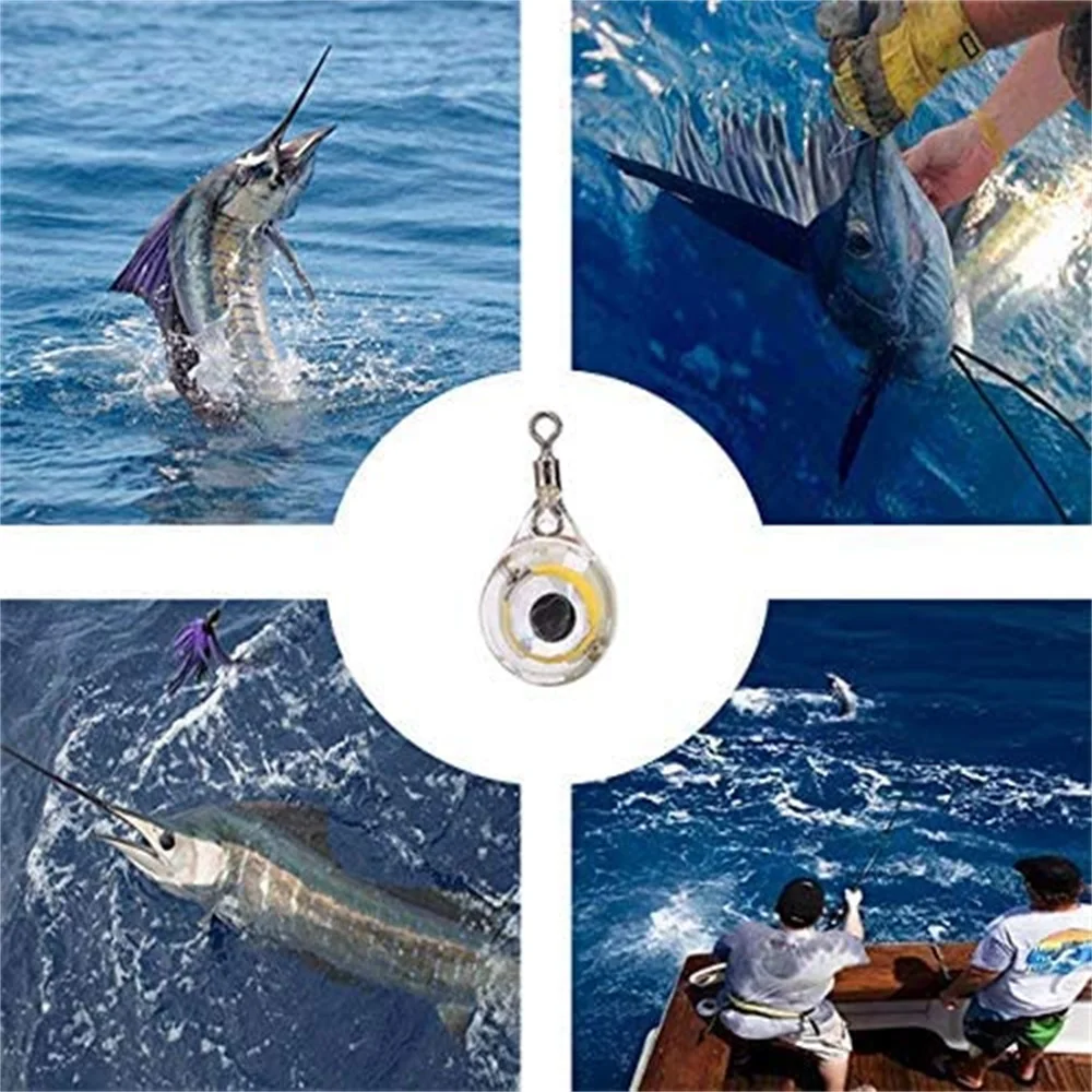 Mini Fishing Lure Light LED Deep Drop Underwater Eye Shape Fishing Squid Fishing Bait Luminous Lure for Attracting Fish