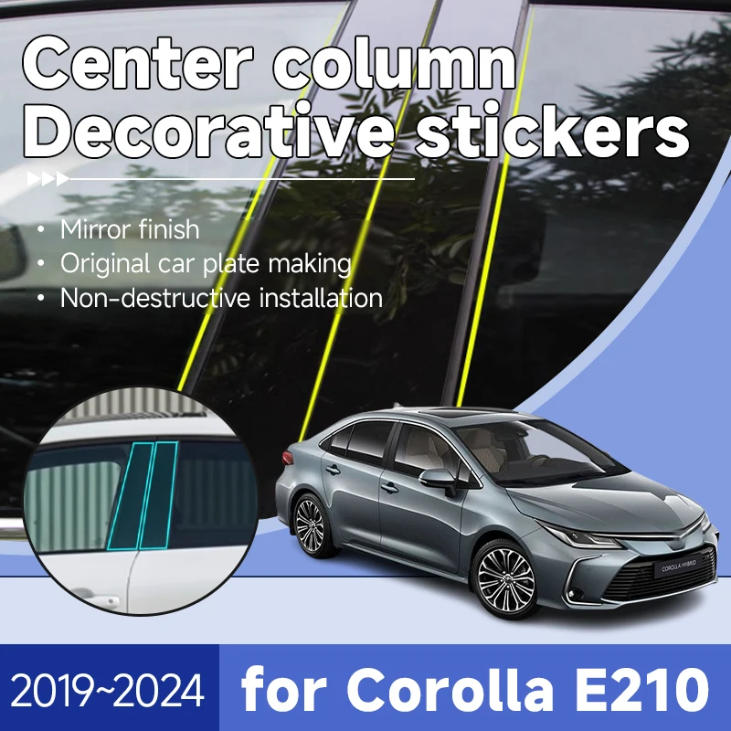 

Car Center Pillar Decoration for Toyota Corolla E210 2019~2024 Auris Hybrid 16 PCS Bright Black Posts Stickers Decal Accessories