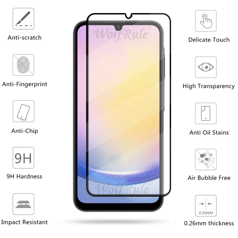 6-in-1 For Samsung Galaxy A25 Glass Samsung A25 Tempered Glass Full Cover Glue 9H HD Screen Protetor Samsung A 25 A25 Lens Glass