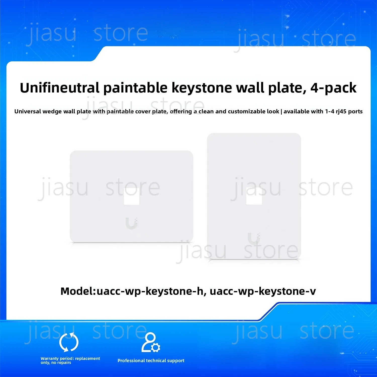 

4-Pack Paintable Keystone Fiber Optic Wall Plate Universal SC LC Coupler Network Panel