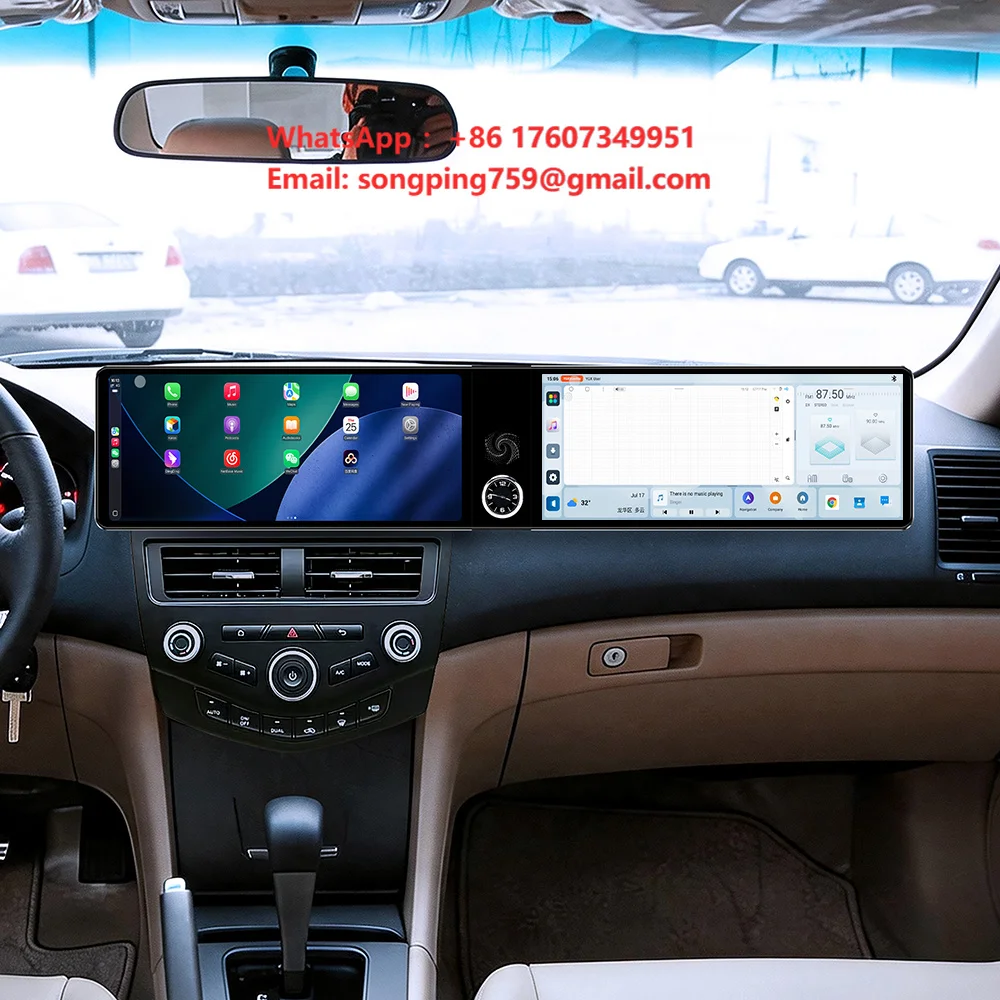 ZWNAV Dual 12.3 Inch Virtual Dashboard Multimedia Navigation Screen Android 13 GPS Navigation for Honda Accord 2004-2007 Upgrade