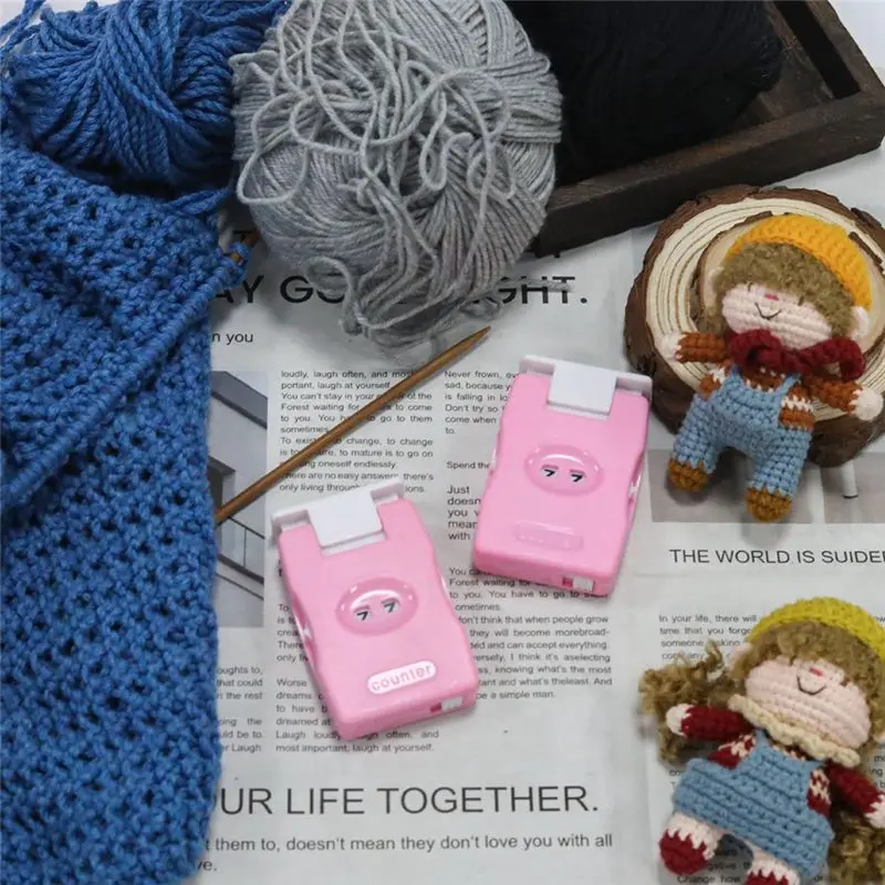 Knitting Counter 2-Pack, Plastic Stitch Counter, Crochet Row Counters In Red, Stitch Needle Marking Tool Pink-B51B