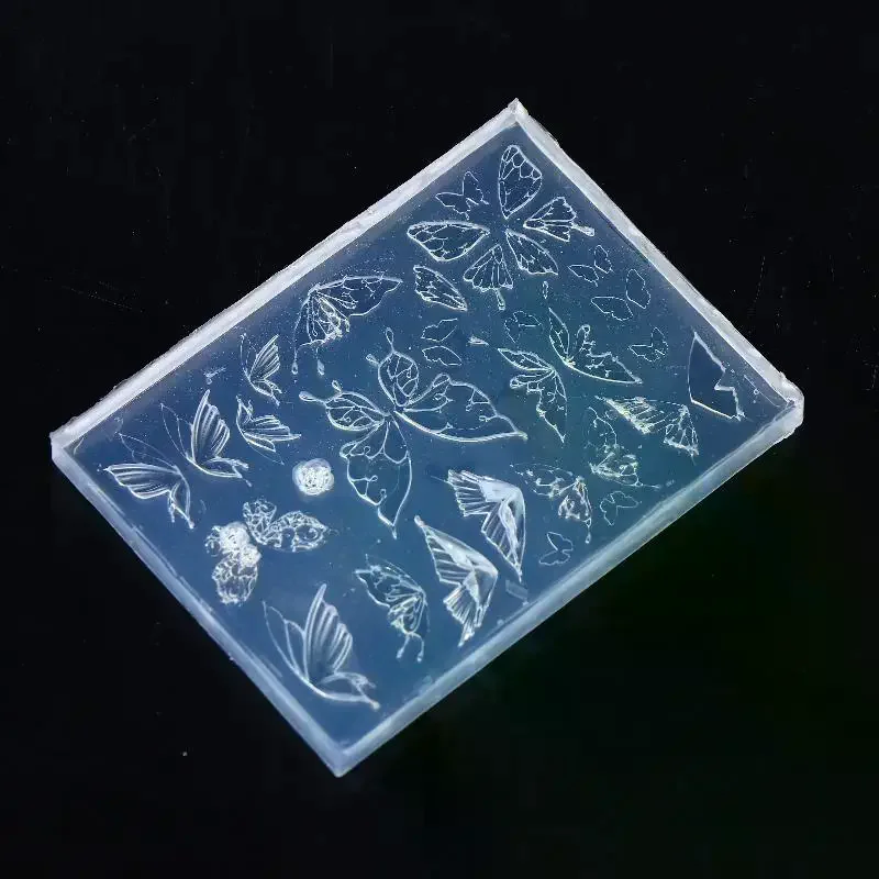 3D シリコーンネイルアートモールド蝶ネイル彫刻モールド蝶の羽スタンピングプレート爪ステンシルネイルテンプレート