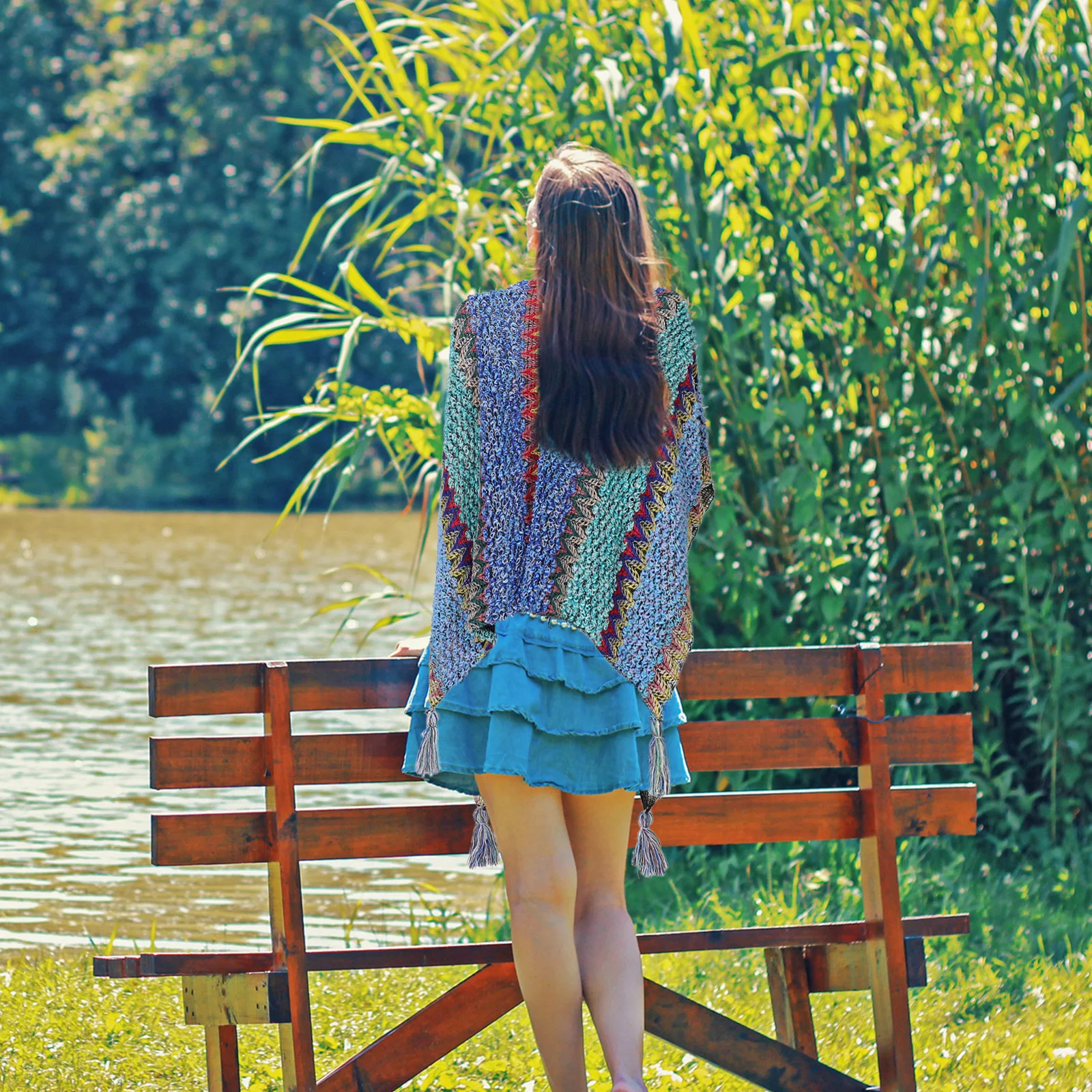 女性用ポンチョセーター、ボヘミアン風ニット、フリンジ付き、スタイリッシュ、旅行写真、普段着、ゆったり、ヴィンテージ、クロシェケープ、プラスサイズ、タッセル付き