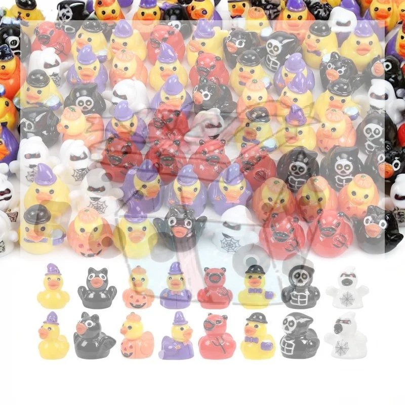 【CC】8Pcs/set Mini Resin Halloween Ducks And Ghost Miniatures Figurines Bulk For Garden Fairy Micro Landscape Home DIY Decoratio