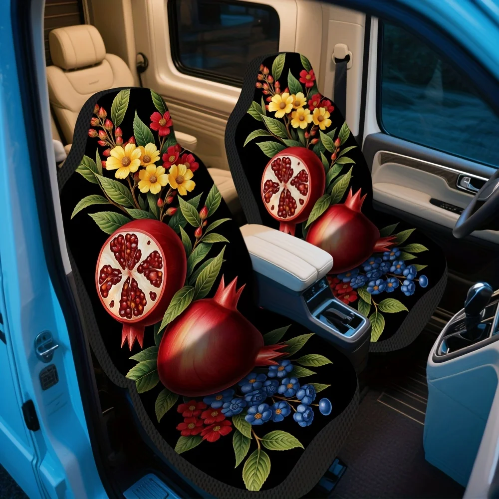 قطعتان، مناسبة عالمية للسيارة، سيارات الدفع الرباعي، سيدان، شاحنة الأزهار الرمان النباتية غرامة الفن طباعة مقاعد السيارة يغطي للنساء والرجال، Du