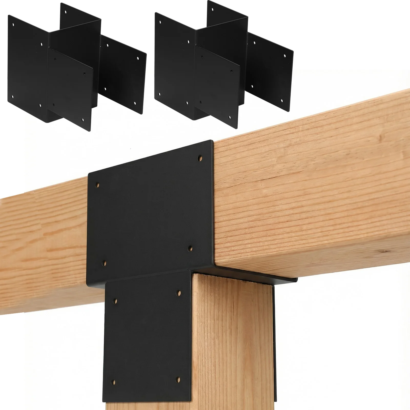 

Комплект из 2 оцинкованных стальных соединителей для пергол, кронштейны для крепления столбов 6x6, внутренние анкерные соединители для стальных столбов под дерево